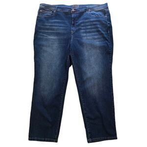 Nanette Lepore Belle High Rise Ankle Slim Jeans Plus Size 22 Dark Stretch Denim